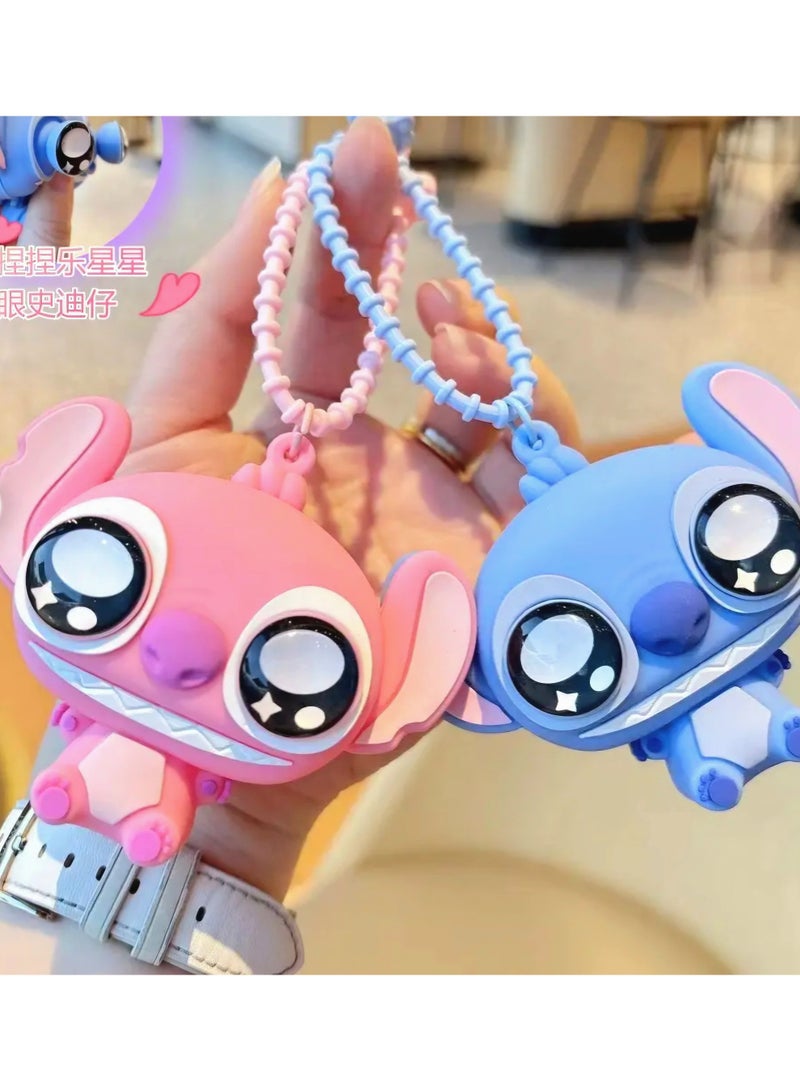 STITCH Blue Stitch Rubber Keychain with Pop-Out Eyes – Squeeze Stress Relief Keychain - Image 4